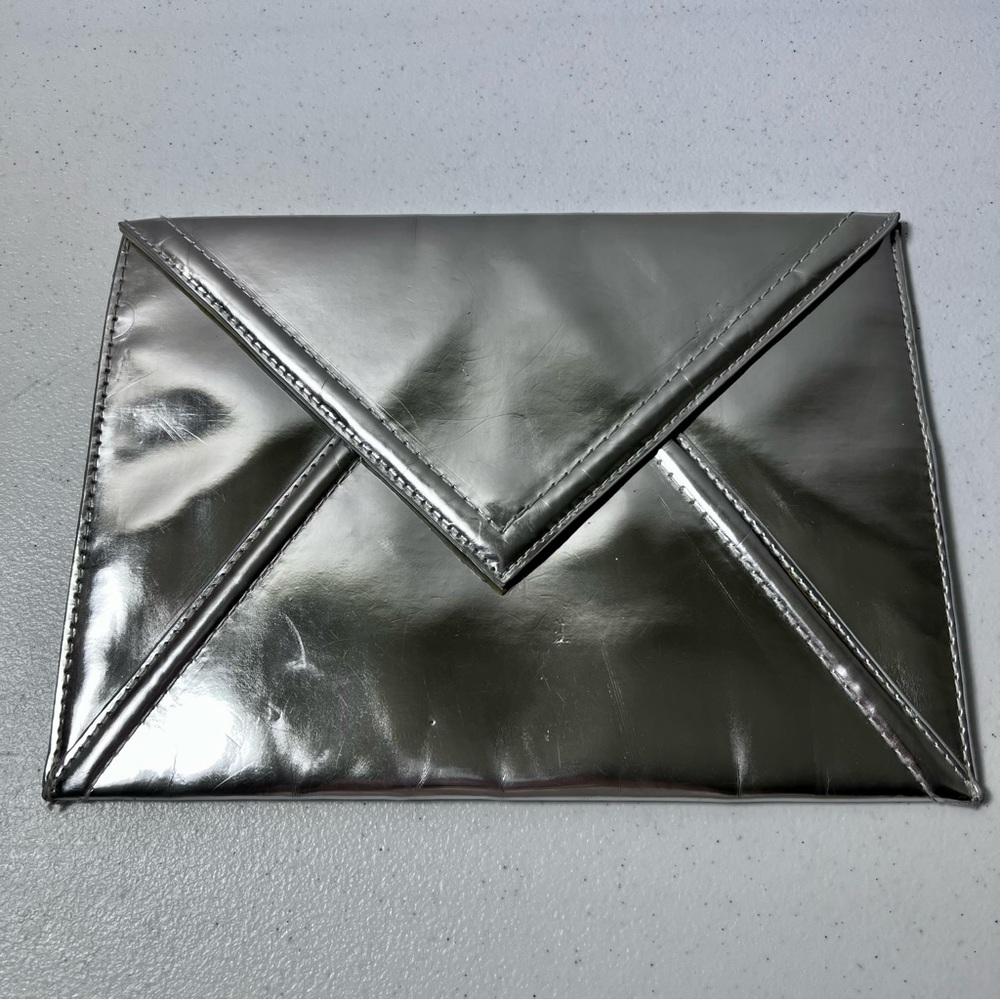 H&M Silver Metallic Large Envelope Clutch